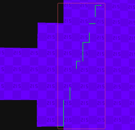 非常显眼的亮青色线条具体内容在放大之后查看发现就是mipmap0的纹理，更进一步验证了我们的采样