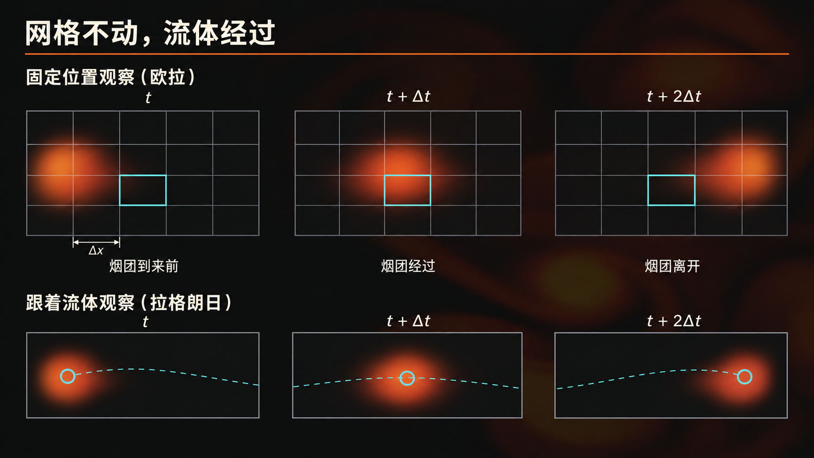 固定网格采样与跟随流体观察的区别